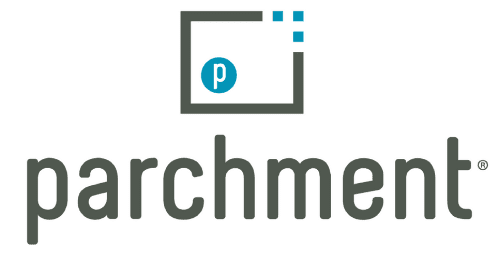 A logo of the word parchment with a picture of a camera.